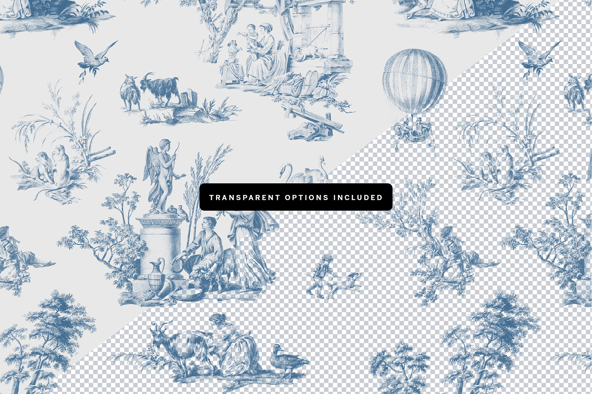 Toile De Jouy Seamless Patterns, a Pattern Graphic by Century Library (Photo 7 of 8)