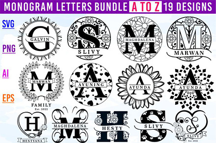 Split Monogram Letter SVG Bundle