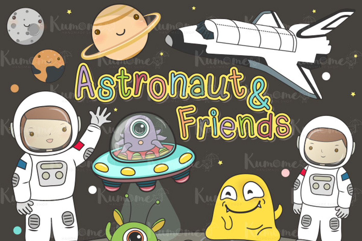 The Astronaut & Friends clipart set, an Illustration by Kumame (Photo 1 of 5)