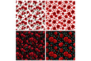 Red Inky Roses Seamless Patterns, a Texture Illustration by DreamPrint404 (Thumbnail 3 of 4)