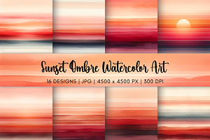 Sunset Ombre Watercolor Art
