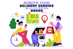 10 Robotic Food Delivery Service, a Food Illustration by denayunebgt