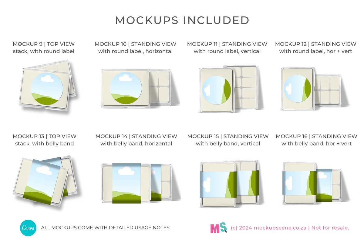 Wax Melts Label Mockup for Canva, a Packaging Mockup by Mockup Scene (Photo 6 of 17)