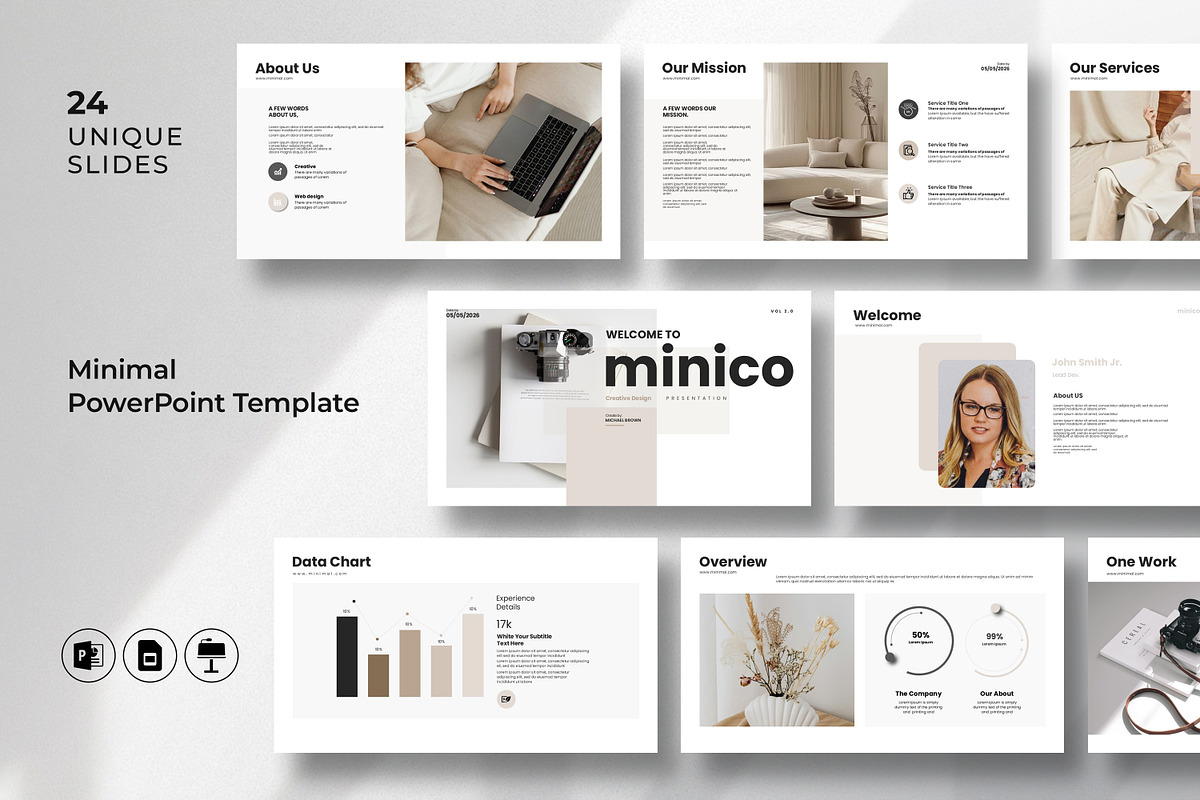 Minimal PowerPoint Template, a Presentation Template by Creative-Work (Photo 1 of 5)