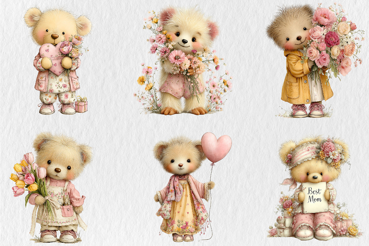 Mother’s Day Teddy Bear Clipart, a Seasonal Illustration by Rose Art (Photo 3 of 6)
