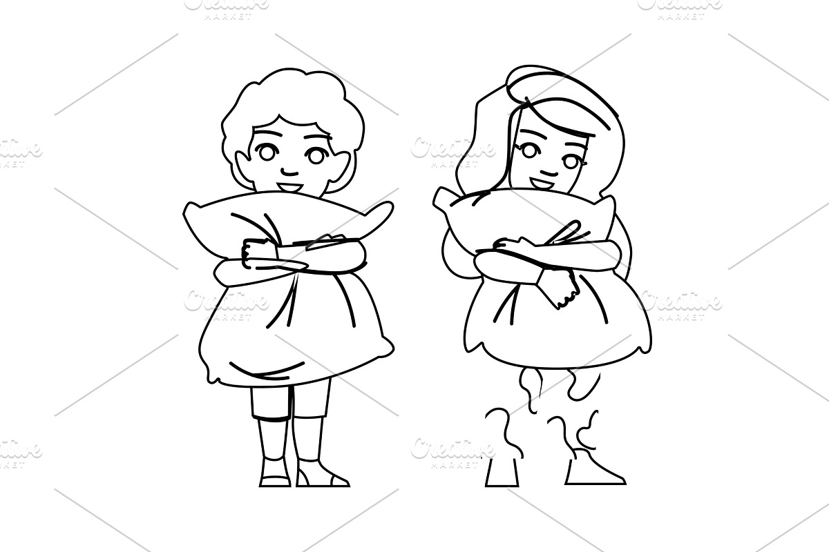 bedroom kid pillow vector, a Person Illustration by pikepicture