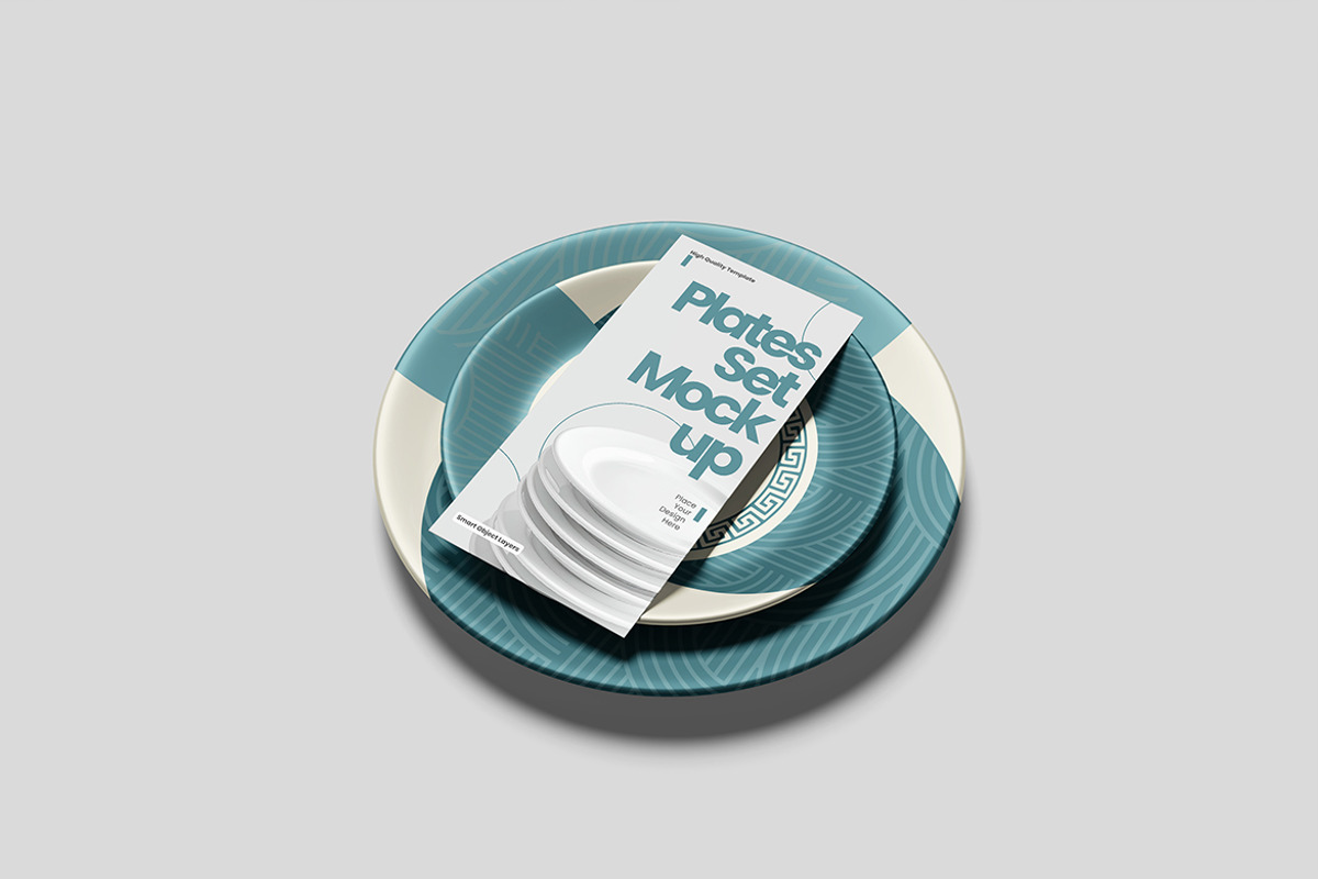 Modern Plates Set Mockup, an Advertising Mockup by bimockup (Photo 2 of 6)