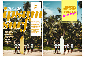 Tropical Surf Poster With Kids, a Product Mockup by McLittle Stock