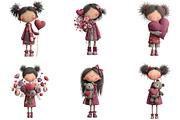 Quirky Valentine Day Girl Clipart, an Illustration by CraftArtStudio (Thumbnail 4 of 6)