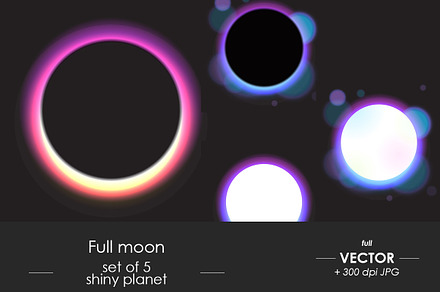Vector full moon set