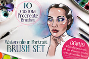 Watercolour Portrait Brush Set, a Brush Add-On by idahayart (Thumbnail 1 of 7)