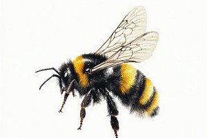 Bumblebee in flight detailed illustr, an Animal Photo by Pixeness Studio