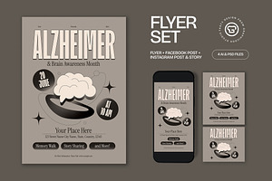 Gray Alzheimer's Month Flyer Set, a Flyer Template by graphicook