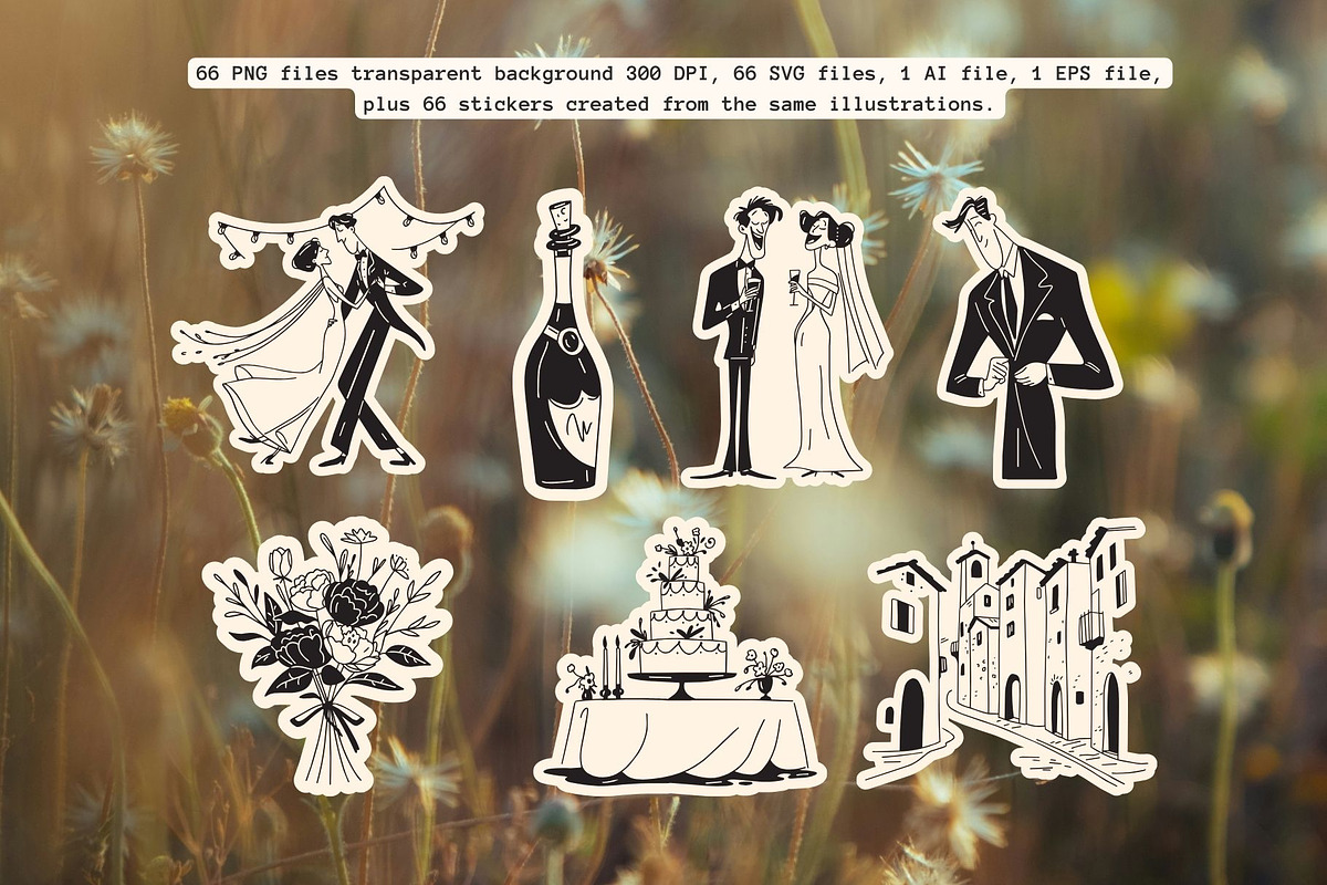 Wedding Collection: 66 Line Art Pack, a Person Illustration by Veyla (Photo 10 of 16)