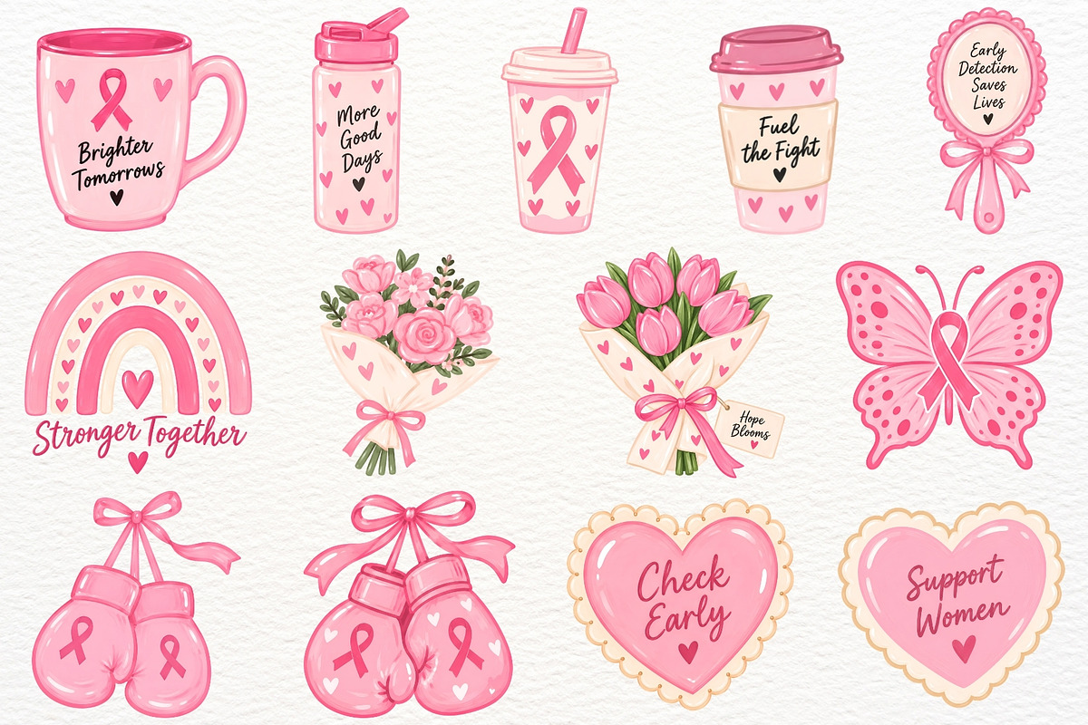 Breast Cancer Awareness Clipart Bow, a Healthcare Illustration by SugarCloudStudioArt (Photo 4 of 5)