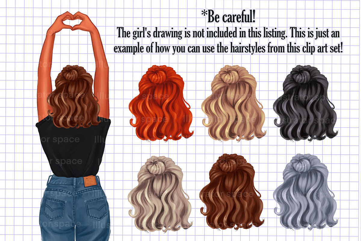 Hairstyles clipart PNG transparent, an Illustration by Illustrator Space (Photo 5 of 10)