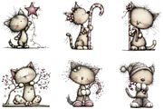 Whimsical Christmas Cat Clipart, an Illustration by CraftArtStudio (Thumbnail 2 of 6)