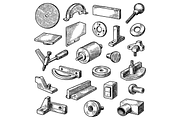 Mechanical Assemblies Drawing Set, an Object Graphic by RT Studio (Thumbnail 1 of 3)