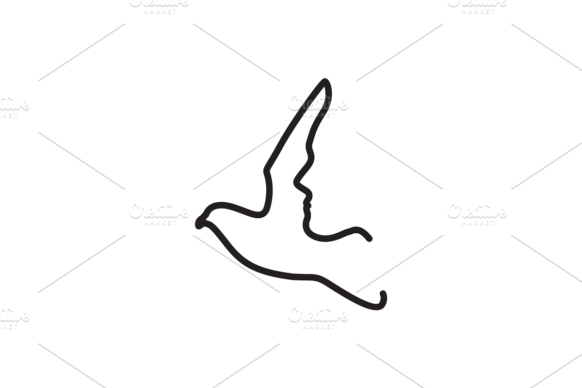 dove bird peace fly line logo design, a Branding & Logo Template by devastd