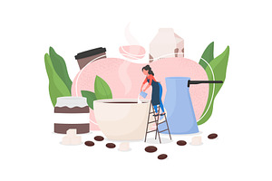 Barista Flat Concept Illustration