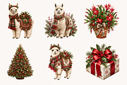 Watercolor Christmas Llamas Clipart, a Seasonal Illustration by Designworld (Thumbnail 3 of 4)