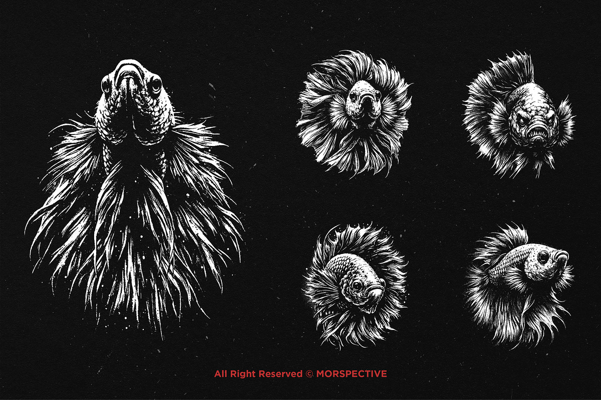 10 Bundle Dark Art Betta Fish, an Illustration by Morspective (Photo 5 of 7)