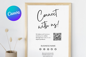Social Media QR Code Sign Template