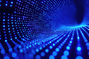 Blue Light Tunnel Abstract Digital A, a Background Photo by Pixeness Studio
