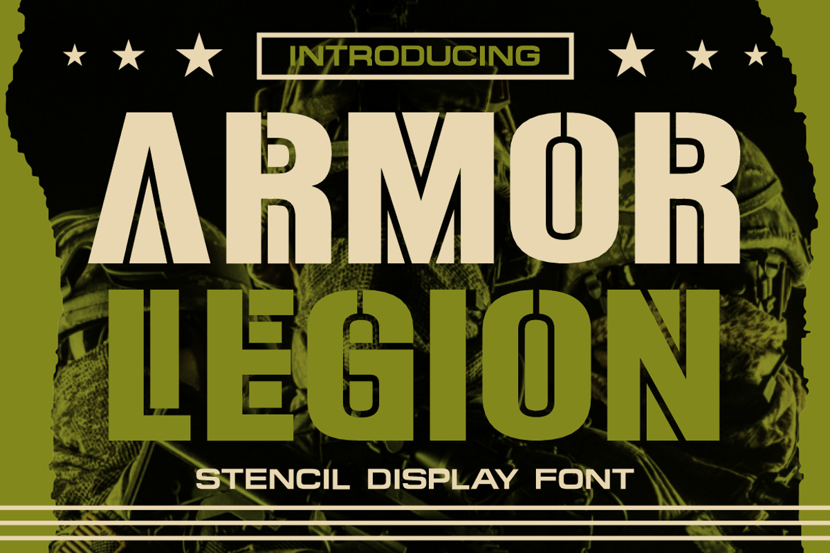 Armor Legion Display Font, a Font by PutraCetol Studio (Photo 1 of 5)