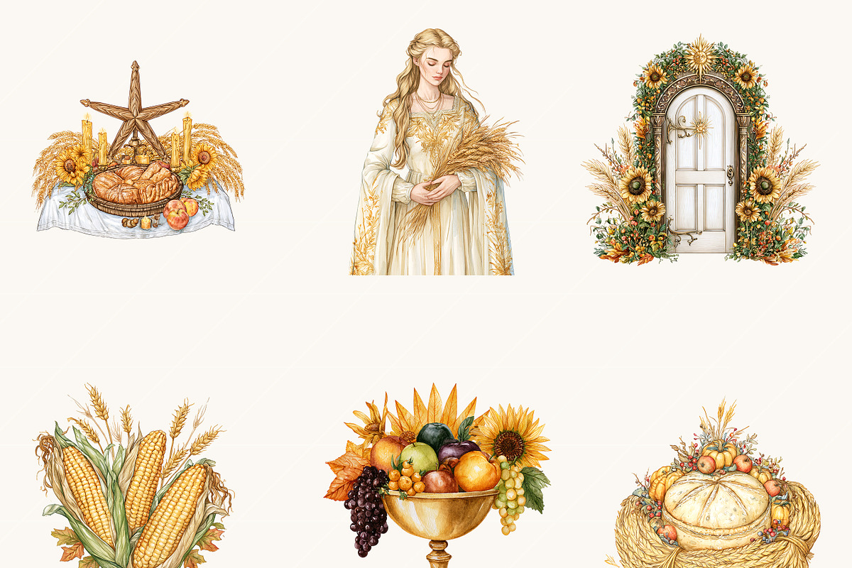 Watercolor Fall Harvest Clipart, an Object Illustration by BusyDaydesign (Photo 3 of 9)