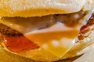 Juicy breakfast burger close-up, a Food & Drink Photo by DanFLCreativo