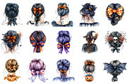 Halloween Messy Bun Png Bundle, an Illustration by DreamArtGraphic (Thumbnail 3 of 5)