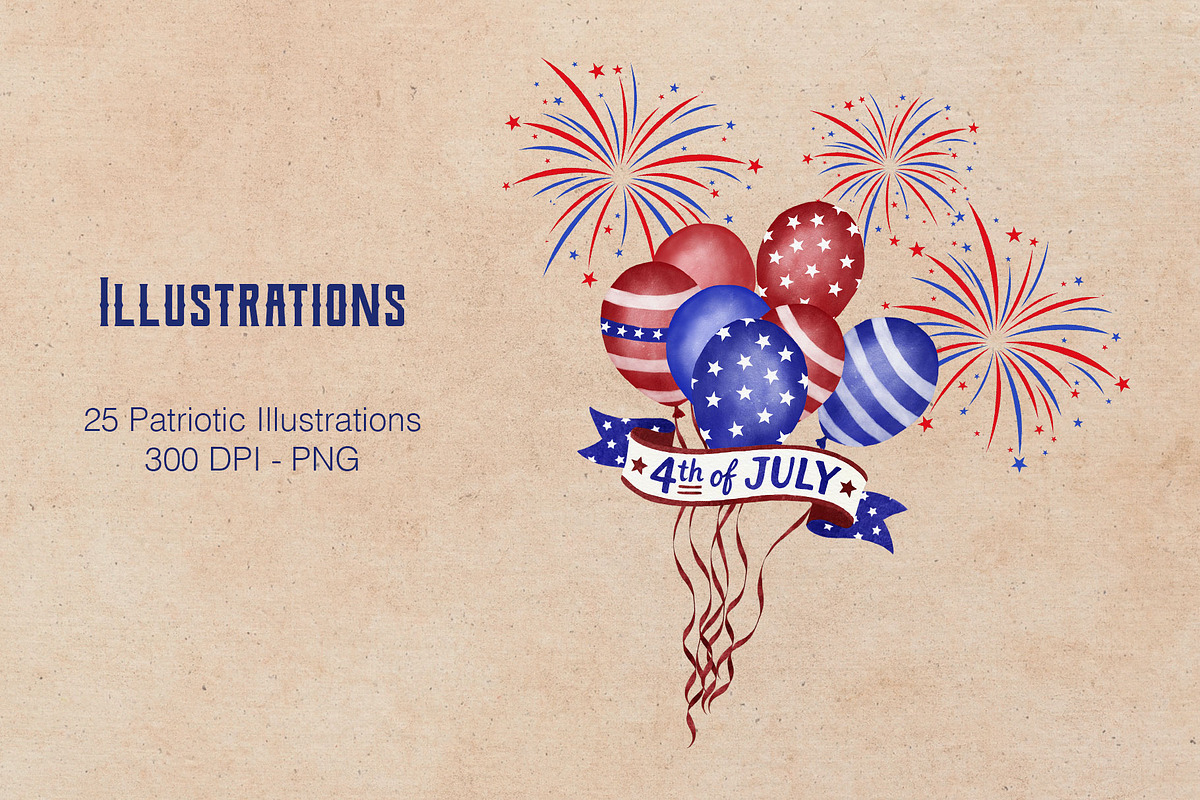 Patriotic Clipart Bundle, a Seasonal Illustration by Maggie Stilwell Design (Photo 2 of 16)