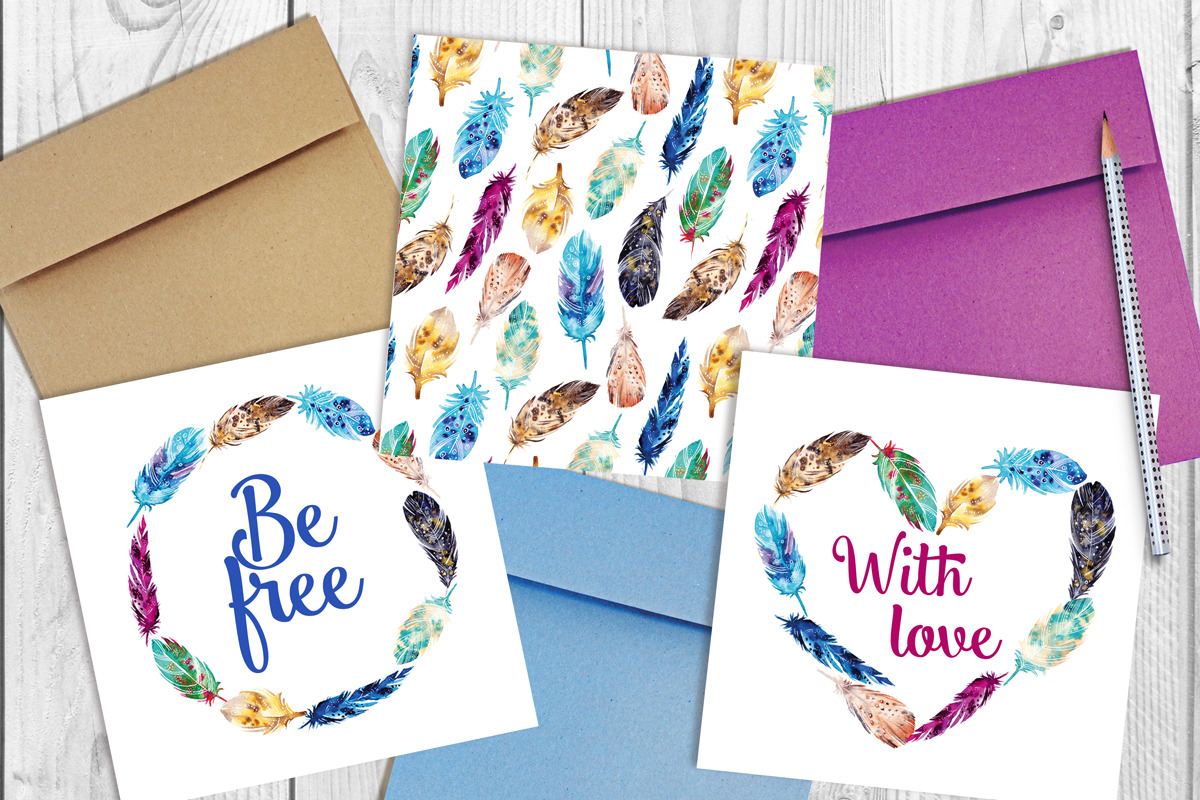 Watercolor feather set, an Illustration by martynmarin (Photo 3 of 5)