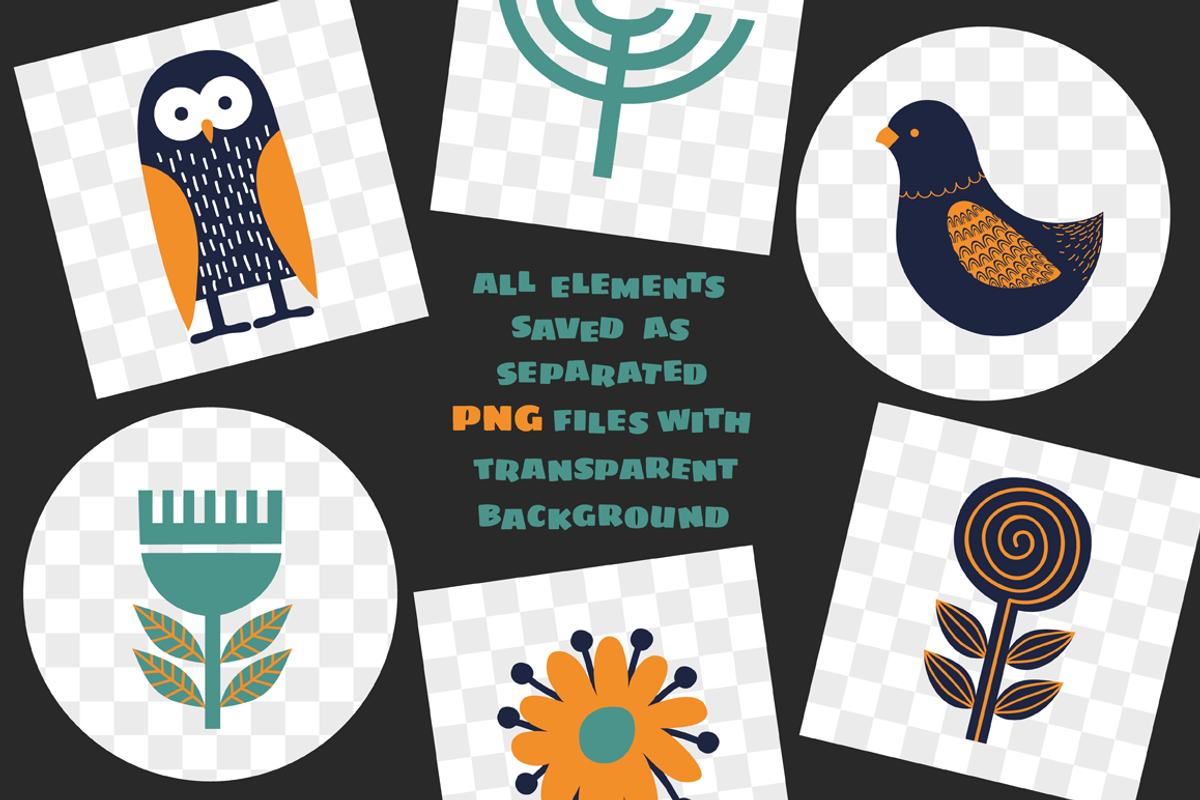 Birds and Blooms-folk art set, a Background Graphic by ComelyPics Shop (Photo 10 of 12)