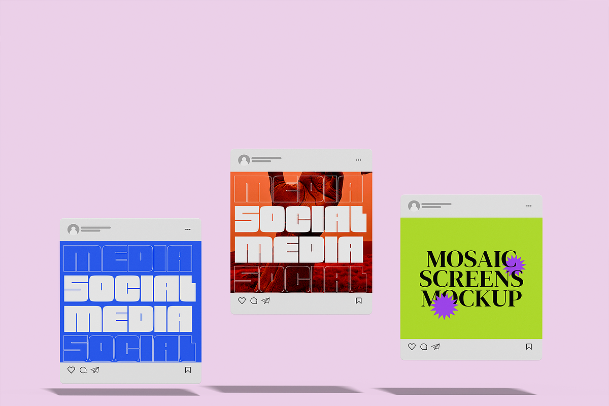 Mosaic Social Media Screens Mockup, a Books & Magazine Mockup by Permadi Creative (Photo 3 of 3)