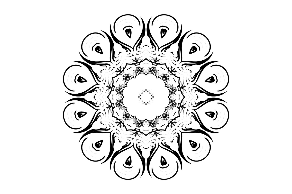 Ornamental Black White Mandala Pack, a Decorative Illustration by NJ Himel (Photo 15 of 103)