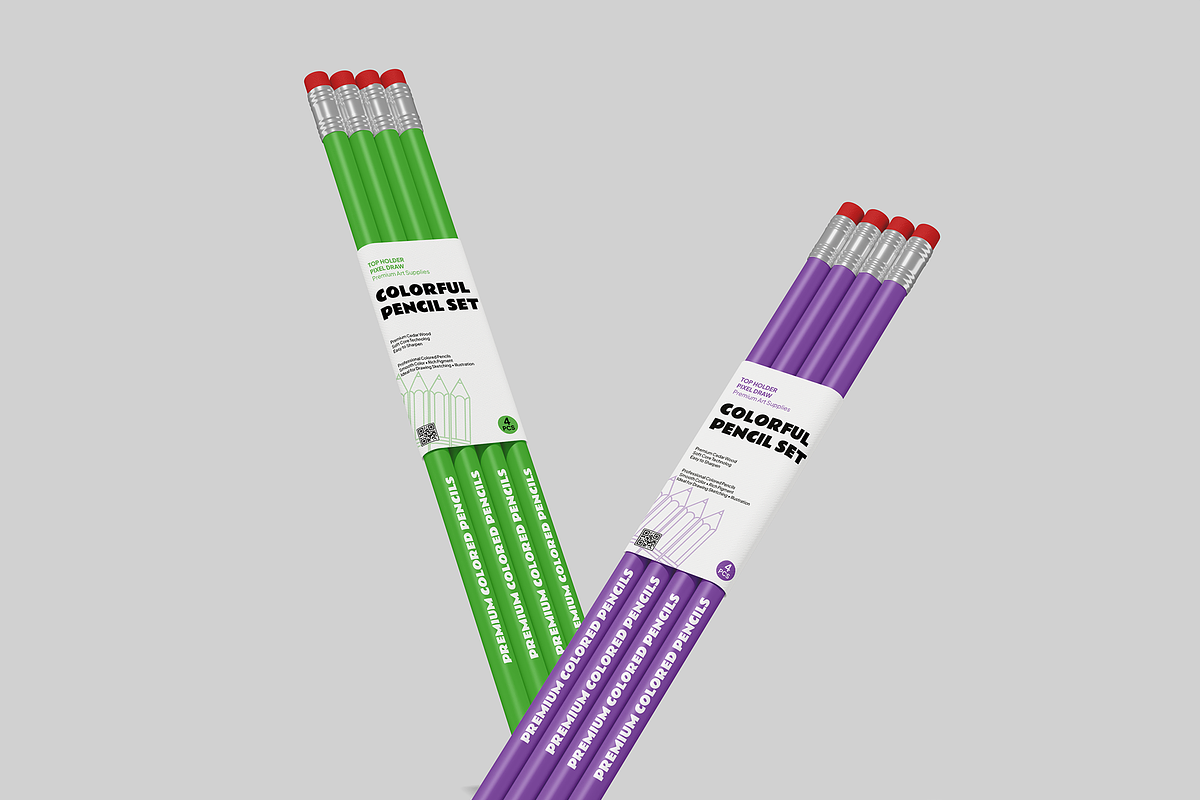 Colorful Pencil Packaging Mockup, a Pens & Pencil Mockup by Bartama Graphic (Photo 2 of 5)