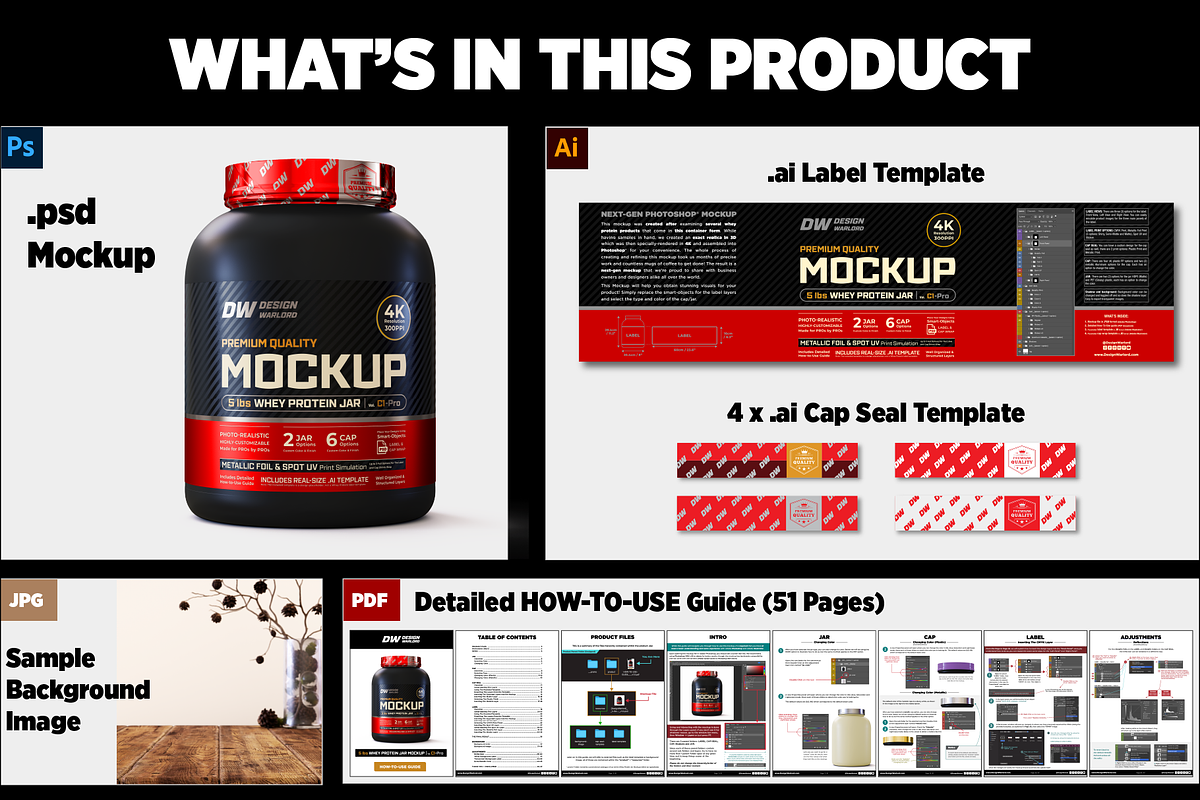 5lb Whey Protein Jar Mockup C1-Pro, a Packaging Mockup by Design Warlord (Photo 14 of 16)