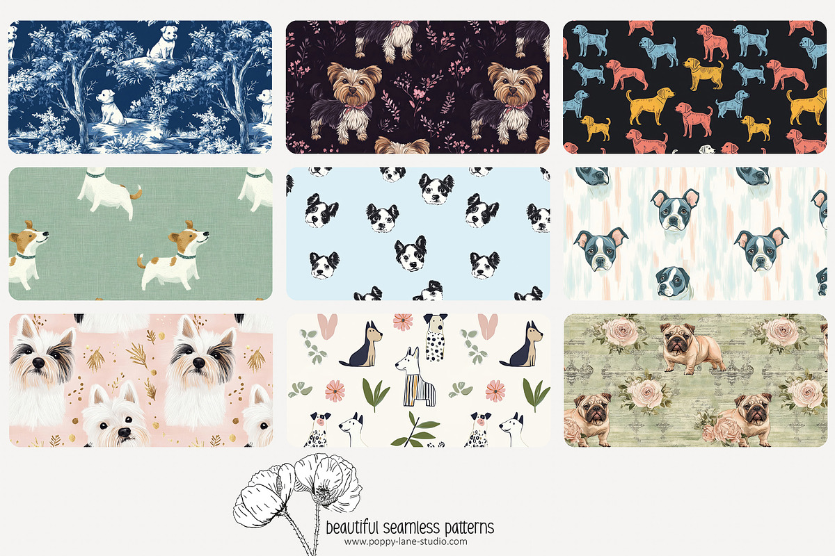 80 dog seamless pattern, a Pattern Graphic by Poppy Lane Studio (Photo 3 of 11)