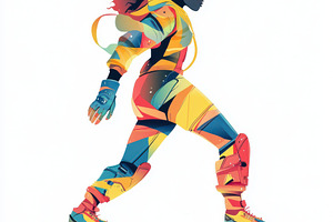Colorful Roller Skater Dynamic Pose, a Photo by Pixeness Studio