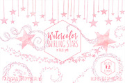 Blush Pink Watercolor Star Clipart, an Illustration by ClipartBrat Graphics (Thumbnail 2 of 5)