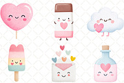 Kawaii Valentines Clipart, an Illustration by Black Bird Studio (Thumbnail 5 of 6)