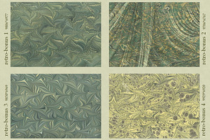 20 Hand Marbled Retro Papers