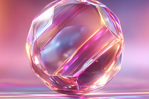 Colorful crystal sphere on gradient background, an Abstract Photo by AlyaAnd