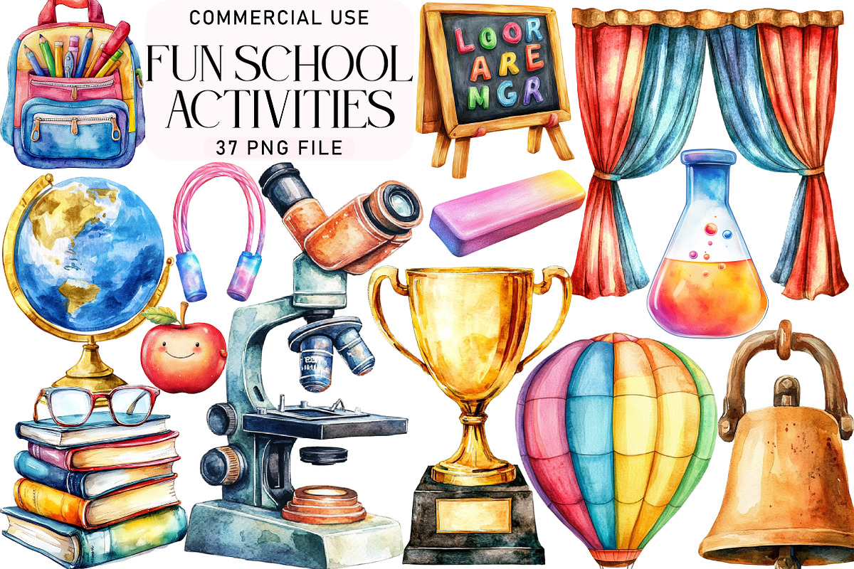 Fun School Activities Clipart, an Illustration by Daily.Designs (Photo 1 of 3)