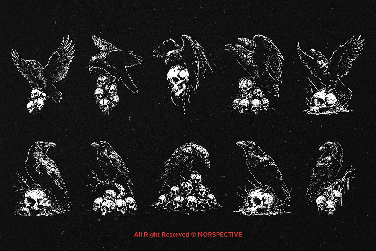 10 Bundle Dark Art Death Raven Crows, an Illustration by Morspective (Photo 6 of 7)