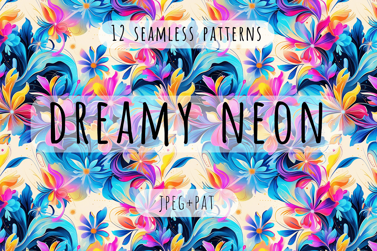 Dreamy Neon Floral Patterns, a Pattern Graphic by Art Sproot (Photo 2 of 7)