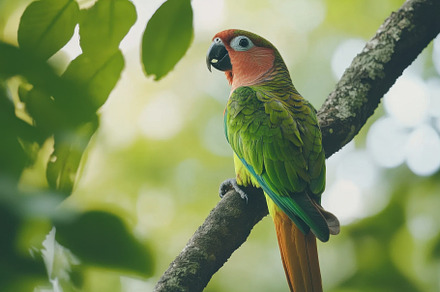 Brown Throated Parakeet perched on a, a Photo by Iftikhar Alam