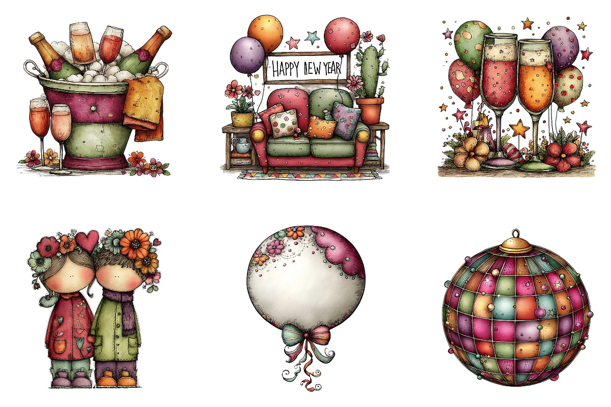 New Year Clipart, an Illustration by CreationArt (Photo 6 of 7)